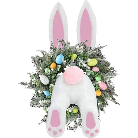 Lapin Décoratif pour Couronne de Pâques Postérieur et Oreilles Accessoire Accrochable pour Couronne de Porte de Pâques Pour Fête Printemps Intérieur Extérieur Maison Mur Porte (1/5)