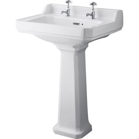 Hudson Reed Richmond Basin and Comfort Height Full Pedestal 500mm Wide - 2 Tap Hole (1/4)