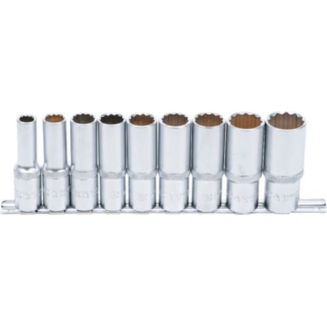 BGS  juego  de  vasos  de  impacto  dobles  hexagonales,  profundos,  entrada  cuadrada  de  12,5  mm  (1/2")  SW  10  -  24  mm,  9  piezas  -  5253 (1/4)