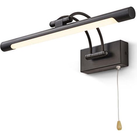 Applique murale chambre　LED 8W IP44 Miroir Applique Murale Éclairage De Salle De Bain Noir Mat Intérieur Éclairage Avec Interrupteur, 40CM 3000K Appliques Pour Tableaux et Vitrines Bras Réglabl - RWAp (1/5)