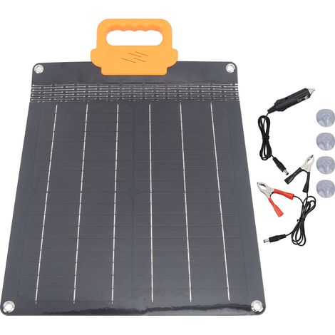 Panneau solaire flexible 20W 18V pliable haute conversion étanche monocristallin chargeur avec poignée pour extérieur noir (1/5)