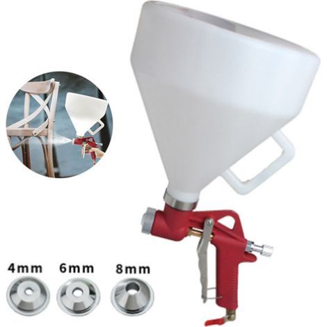 Pneumatic texture gun, 1.58 gallon drywall paint sprayer with 3 nozzles (4.0 mm/6.0 mm/8.0 mm) for walls and ceilings
