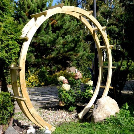 Jagram Wooden Garden Moon Gate Double Round Semi Circular Arch Pergola (1/5)
