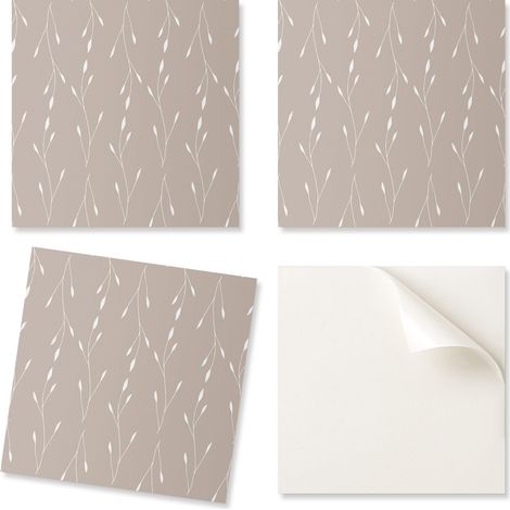 Paquete de baldosas autoadhesivas de PVC con delicado estampado vegetal, 20x20x20 cm.