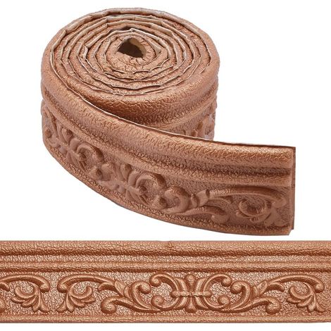 6.88ft x 3.14po Marron Moulure à Décoller et à Coller en Mousse Flexible Autocollante 3D pour Papier Peint Décoratif Bordure Murale en Mousse Plinthe Miroir Lignes Murales Décoration (1/5)