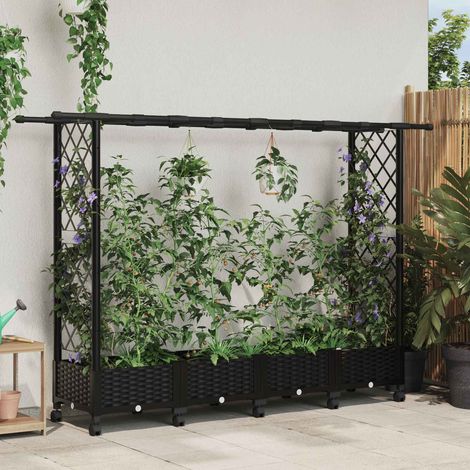 Teenpull – Hochbeet mit Rankgitter und Dach Schwarz 203 x 40 x 127 cm PP (1/5)