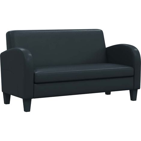 Sofa 2-Sitzer Kunstleder Schwarz