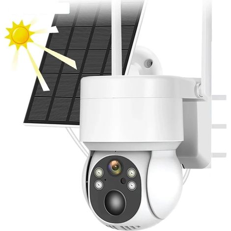 Caméra de sécurité à Domicile Caméra Solaire détection Humaine Panneau Solaire Recharge Batterie caméra IP Couleur Vision Nocturne caméras de sécurité vidéo CCTV extérieures(1080P No Card) (1/5)