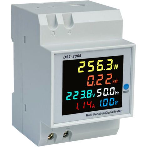 D52-2066 Indicateur de consommation d'énergie Monophasé Maison Intelligente Watt-heure Compteur Type de rail électrique Multifonction Compteur de watt-heure Écran LCD AC40-300V (110-220v) Voltmètre 10
