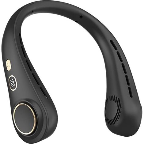 Ventilatore da collo,Ventilatore portatile senza pale,Ricaricabile tramite USB,Display a LED,Ventilatore personale portatile,5 velocità,Nero (1/5)
