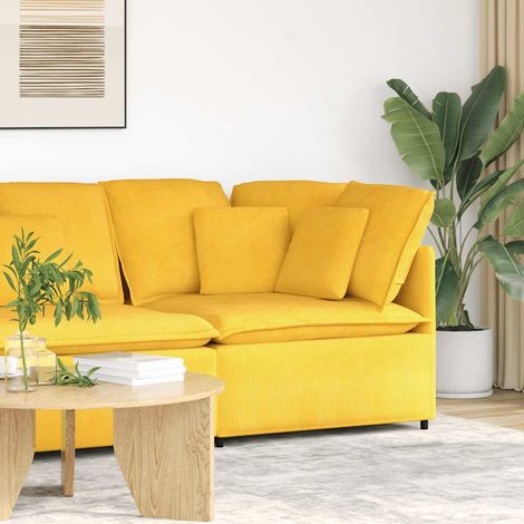 Modulares Sofa Eckmodul mit Kissen Hellgelb 100 cm