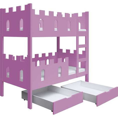 Selsey Castelo - Lit superposé avec matelas - 75x180 cm - rose (1/5)