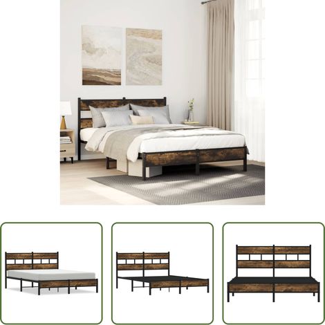 vidaXL Lit avec rangement -  Cadre de lit sans matelas avec tête de lit 140x190 cm (1/5)