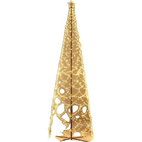 Arbre de Noël en forme de cône, lumières blanches chaudes, adapté pour l'intérieur et l'extérieur, Blanc (1/2)