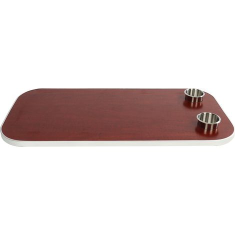 Tablette en bois massif pour bateau avec 2 porte-gobelets, panneau amovible rectangulaire rouge foncé, idéal camping-car, caravane, yacht et marine. (1/5)