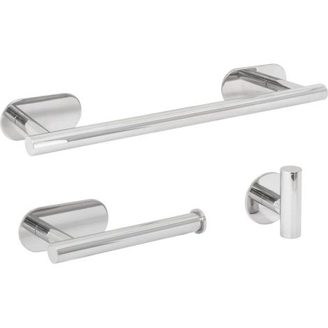 Conjunto accesorios de baño THOMAS 40 cromado Toallero + portarrollos + 3 perchas