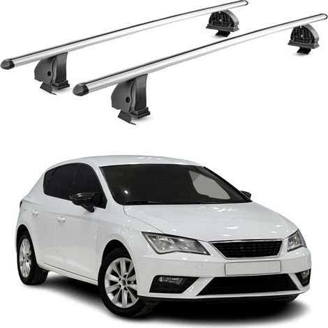 OMAC Barres de toit transversales en aluminium pour Seat Leon III 2012-2020 – TÜV / DIN 75302:2019 – Antivol inclus – Charge max 75 kg – 2 barres – Gris (1/5)