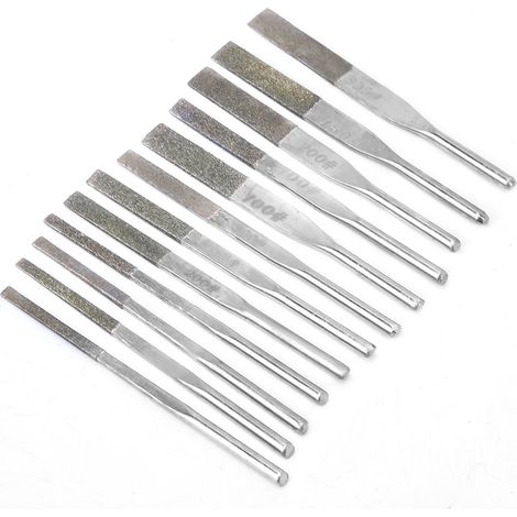 Set mit 12 konischen Diamantfeilen mit 3 mm Schaft zum oszillierenden Schleifen (1/5)