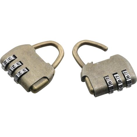 Lot de 2 petits cadenas à combinaison vintage en cuivre antique, étanche, antirouille, mini pour sac main, travaux manuels, boîte bijoux, armoire, tiroir, dos, valise - (1/5)
