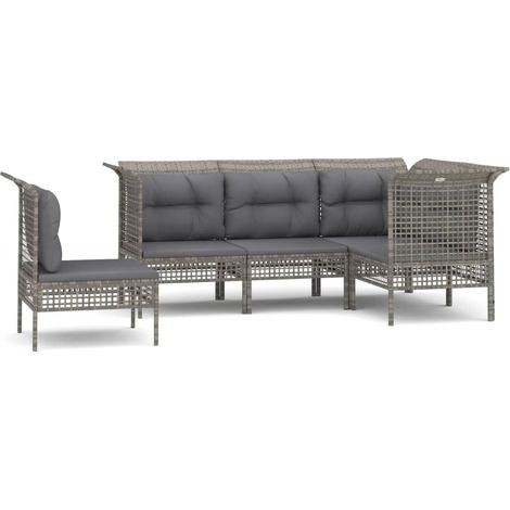 Maison Exclusive - Set de muebles de jardín 5 pzas y cojines ratá (1/5)