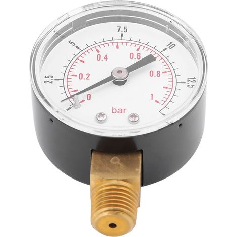 Mini manomètre basse pression – BSPT – 0-15 psi / 0-1 bar – carburant / air / huile / eau (1/5)