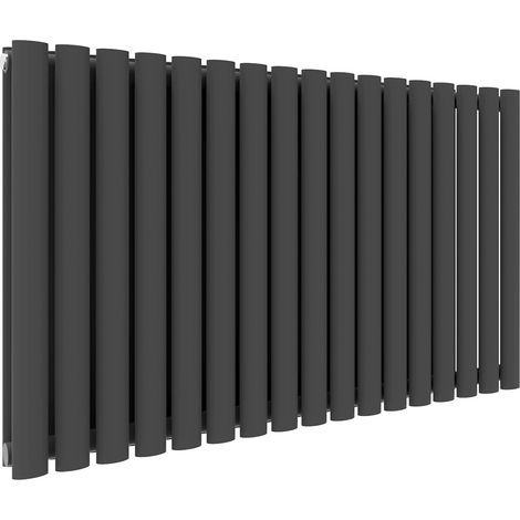 ELEGANT 600 x 1003 mm Anthracite Efficient Column Radiator Low Carbon Steel Radiator Double Oval Panel Designer Radiator + Chrome Thermostatic Radiator Valves (1/5)