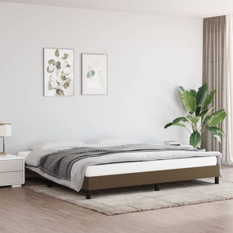 Cadre De Lit Moderne: King Size - Lit Double - Marron foncé 200x200 cm Tissu Chic-544774 (1/5)