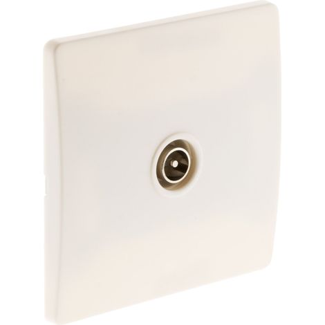 Zenitech - Presa TV Ø9,52mm Con Viti + Ganci - Compatibile con Scatole da Incasso Standard - Fissaggio con Viti e Ganci Forniti - Bianco - Certificato CE - Bianco