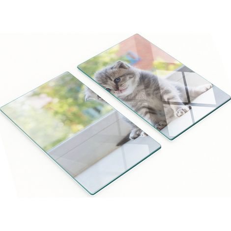 Tableros de vidrio duraderos y elegantes con estampado de gato peque帽o Ventana 2x30x52 cm