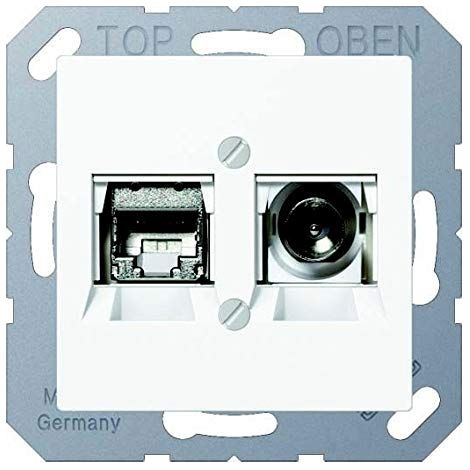 Jung Boîtier de connexion Smart-TV 1 compartiment, thermoplastique, série AS/A, blanc alpin MMD A 4521 WW