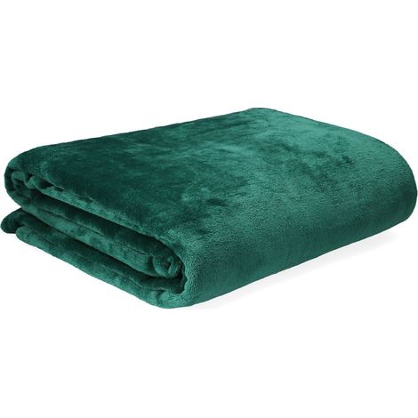 HOMLA Rote Coperta in Pile Soffice e Calda - Per Divano e Letto - Coperta Coccolosa - Coperta da Soggiorno - Facile da Pulire - 150 x 200 cm - Verde (1/5)
