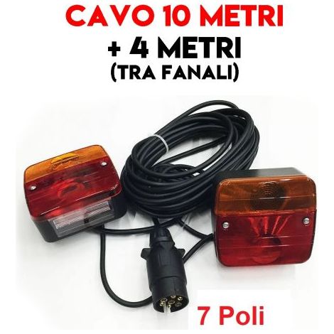 KIT FANALI POSTERIORE PER RIMORCHIO CARRELLI ROULOTTE TRATTORE 10 + 4 MT 23965 (1/5)