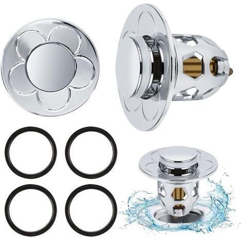 2 Pièces Bonde de Lavabo Universel Pop Up 34-40mm,Bonde de Lavabo Pop-Up avec Filtre Anti-Clogging,Flitre de Vidange Anti-Bloqué,Bouchon Baignoire pour Lavabo Cuisine,Flitre Cheveux-Orifice de Vidange (1/4)