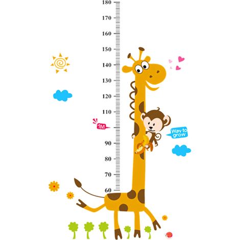 Jeffergarden Autocollant mural amovible avec mesure de la taille des enfants, girafe, 4 pièces, pour chambre d'enfants de la maternelle (1/5)
