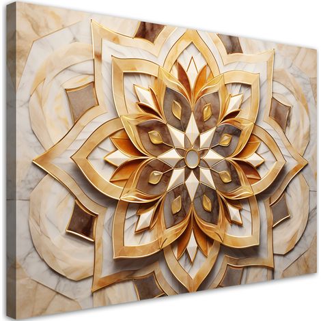 Tableau sur toile Photo de salon - Fleur beige 3d 100x70 (1/5)