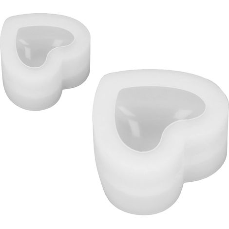 Moule en silicone 3D cœur 2 pièces, moule à miroir DIY, résine époxy, plâtre, savon, cristal, décoration artisanale (1/5)