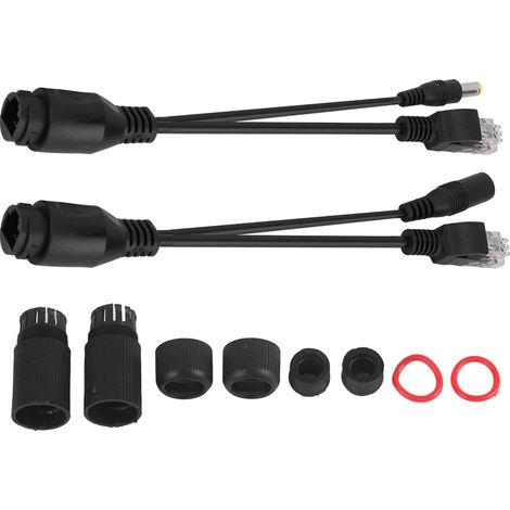 Adaptateur POE Passif 12V Injecteur Séparateur Câble Étanche Noir (1/5)
