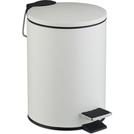 Relaxdays Bathroom Pedal Bin, 3 Litres, Soft-Close Lid, Removable Inner Bucket, Sanitary Disposal, Guest Toilet, White (1/5)