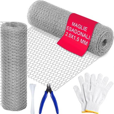 Rete Metallica Zincata Maglia Esagonale 40 cm x 6 Mt Recinzione Polli e Conigli (1/5)