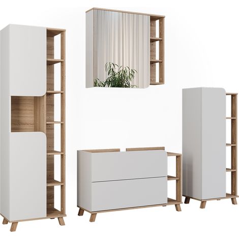 Badmöbel-Set Karen, Sonoma/Weiß, 4 Teile, Vicco