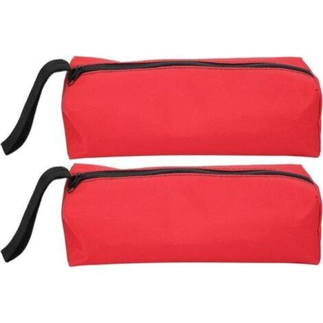 [NIEMALS VERWENDET] Set aus 2 kleinen Werkzeugtaschen, 25 x 8,5 x 7 cm, multifunktionale, tragbare Aufbewahrungstasche aus 600D Polyester mit Tragegurt und Reißverschluss (rot)