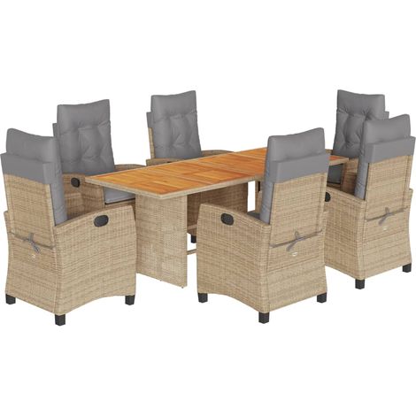 Set Pranzo da Giardino 7 pz con Cuscini Beige Misto Polyrattan vidaXL (1/5)
