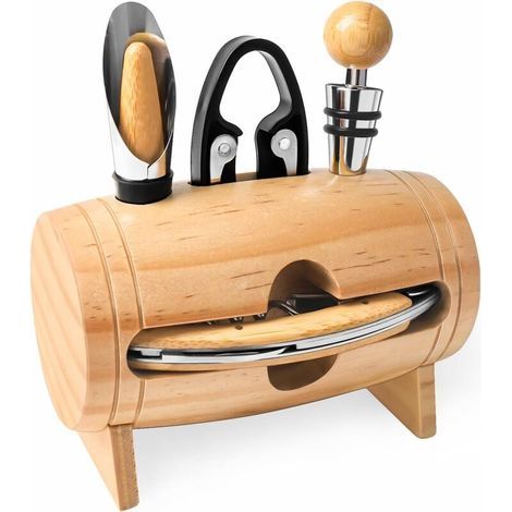 Weinkorkenzieher in Fassform, Korkenzieher-Set, Weinaccessoire-Geschenkset, Sommelier-Sets mit Flaschenöffner