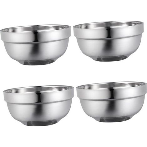 Edelstahl Kinderschüsseln Doppelwandige Suppenschüsseln Hitzebeständig Isolierendes Vakuumdesign 12 cm Durchmesser Silber (1/5)
