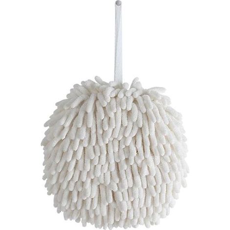 Serviette de ménage boule suspendue serviette de cuisine absorbante séchage rapide salle de bain mignon tissu scandinave-blanc (1/3)