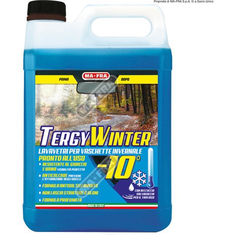 MAFRA Tergy Winter Lavavetri -10° 4,5 L con versatore – Tanica lavavetri antigelo pronto uso, pratico e sicuro