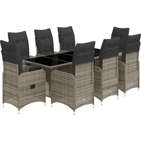 Maison Exclusive - Mesita y sillas jardín 9 piezas y cojines ratá (1/5)
