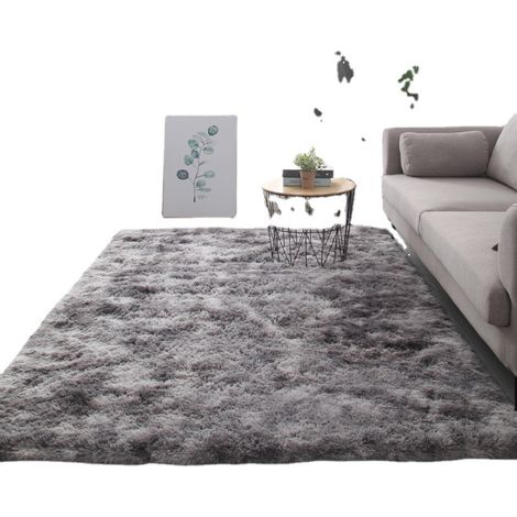 Vtizikl Tapis de Salon Shaggy 80x120cm en Peluche Gris Foncé Fibre de Polypropylène Souple Tapis Antidérapante (1/5)