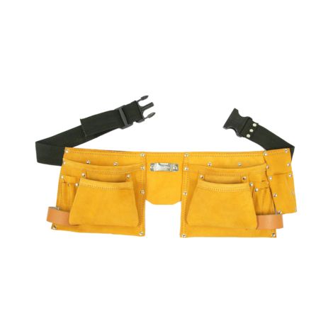 10 Pocket Leather Tool Belt Carpenter Builders Adjustable Hammer Loop LTP100