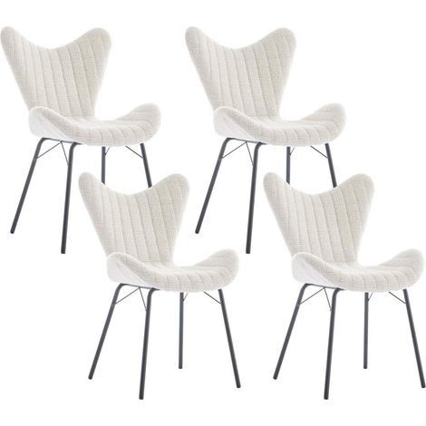 Esszimmerstühle 4er Set mit Flügelrückenlehne, Chenille, Hafermilch (1/5)